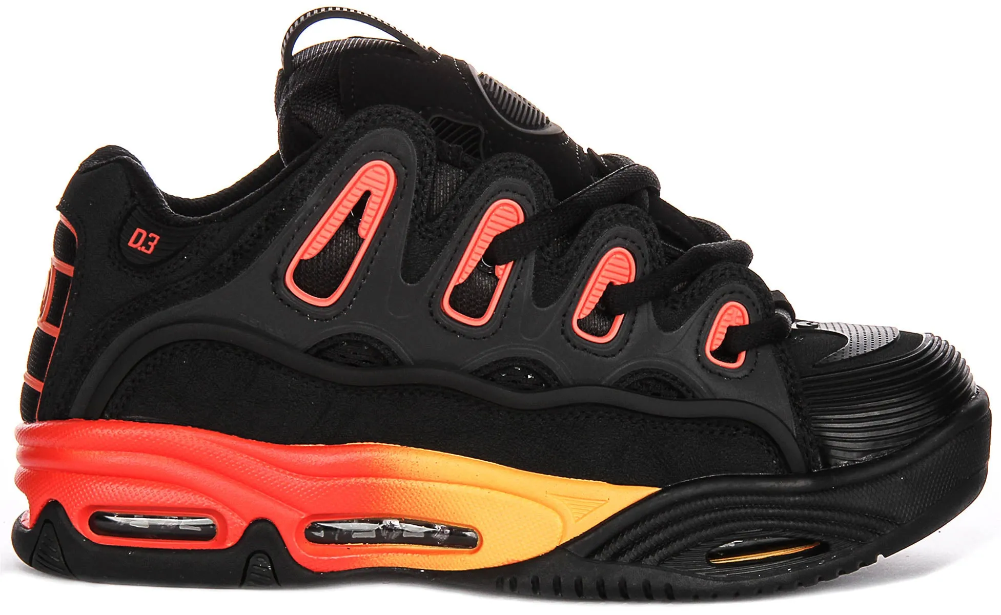 Osiris D3 2001 In Black Orange Flame For Men Supportive Fit