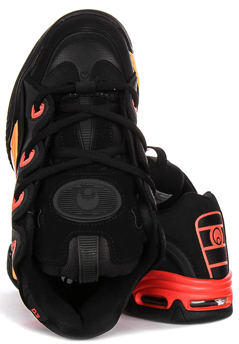 Osiris D3 2001 In Black Orange Flame For Men Supportive Fit