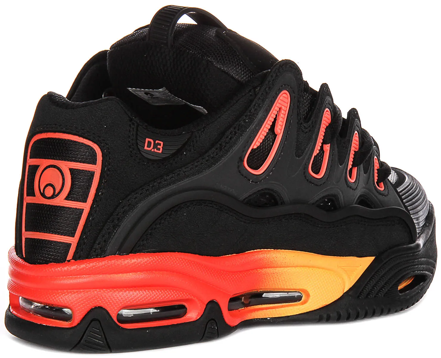 Osiris D3 2001 In Black Orange Flame For Men Supportive Fit
