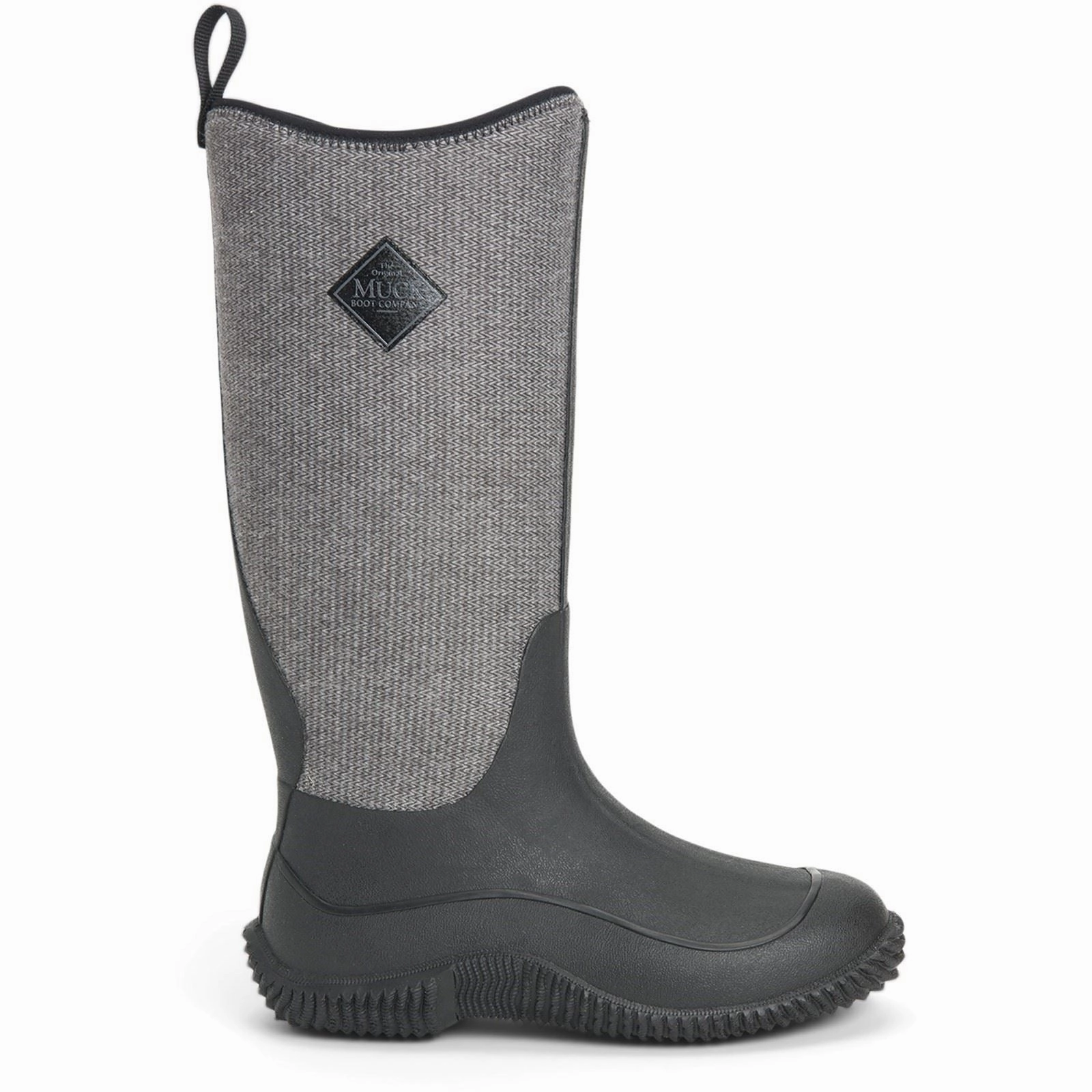 Outdoor Grip Flex Muck Boots Hale Rubber Black W/ Fuzzy Herringbone Wellington Boots