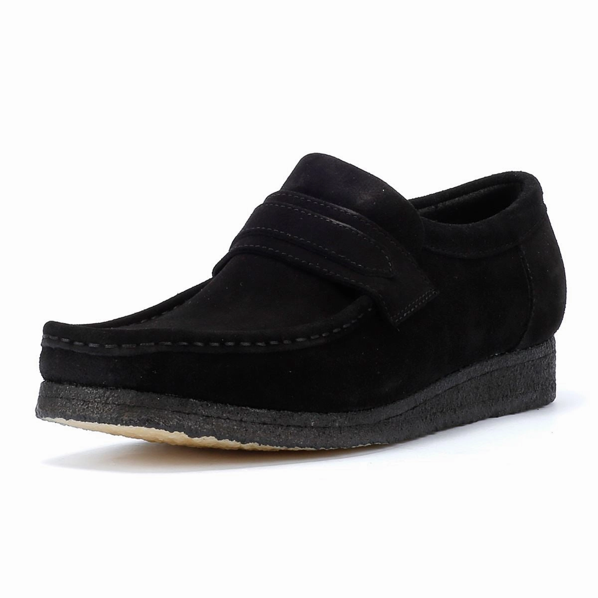 Outdoor Ready Clarks Originals Wallabee Loafer Men's Black Suede Shoes