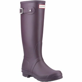 Hunter Original Tall Rubber Women's Black/Grape Wellington Boots Chilly Day Comfort