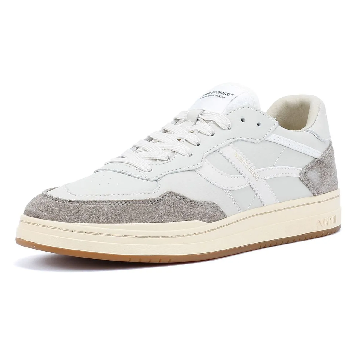 Padded collar Pompeii Elan Leather Men's Ecru/Taupe Trainers