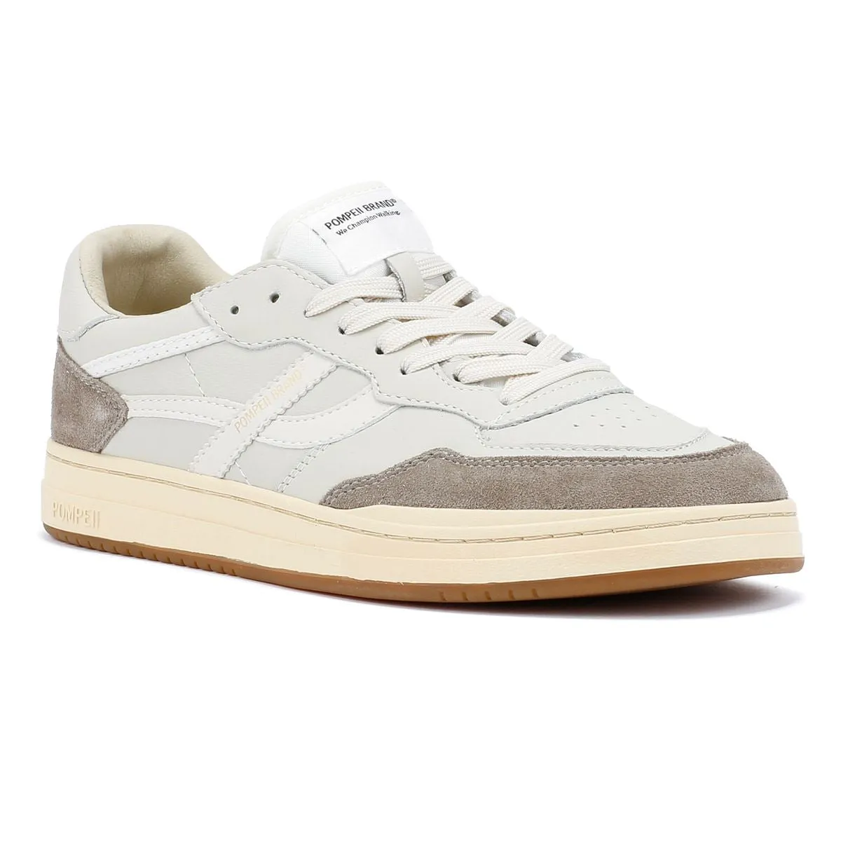 Padded collar Pompeii Elan Leather Men's Ecru/Taupe Trainers