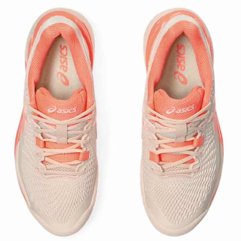 Padded chic Asics Resolution 9 Women Tennis Shoes - Pear Pink/Sun Coral