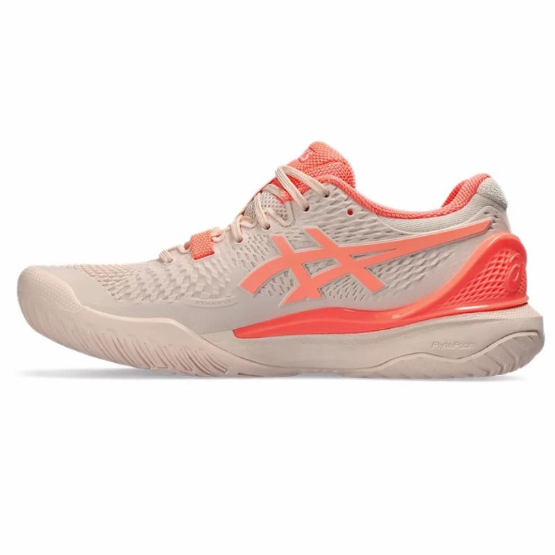 Padded chic Asics Resolution 9 Women Tennis Shoes - Pear Pink/Sun Coral