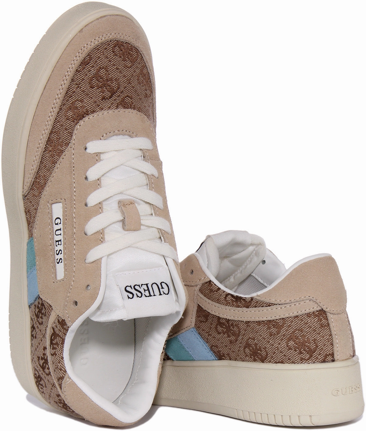 Padded collar Guess Sisty 4G Trainers In Brown Blue For Women