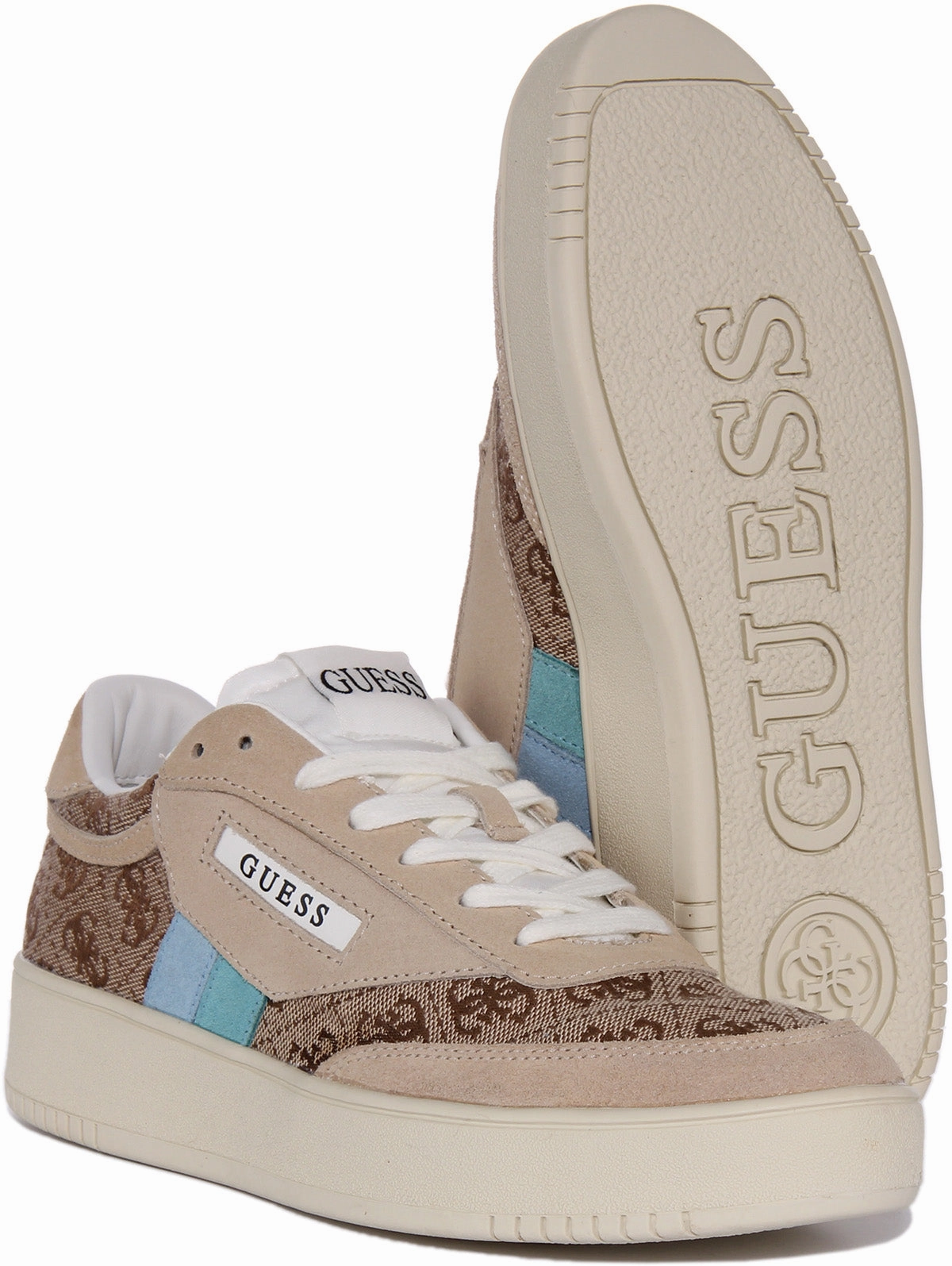 Padded collar Guess Sisty 4G Trainers In Brown Blue For Women