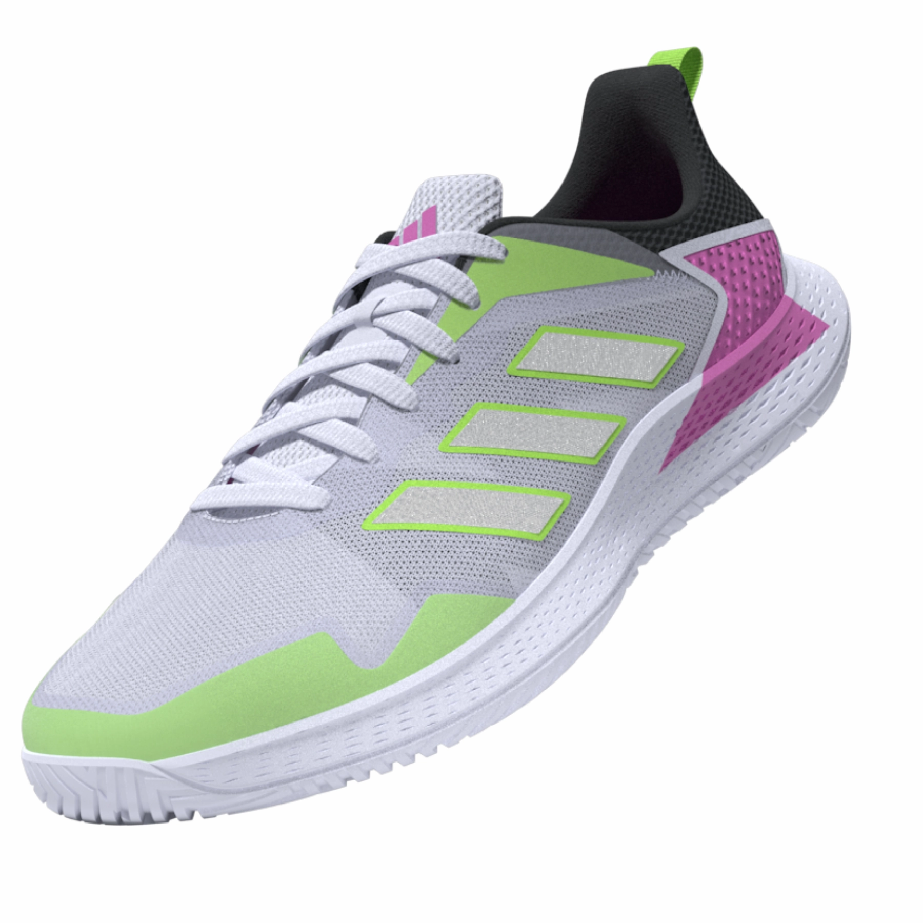 Padded Tongue Design Adidas Performance Defiant Speed Men Tennis Shoes - Crystal White/Silver Metallic/Carbon
