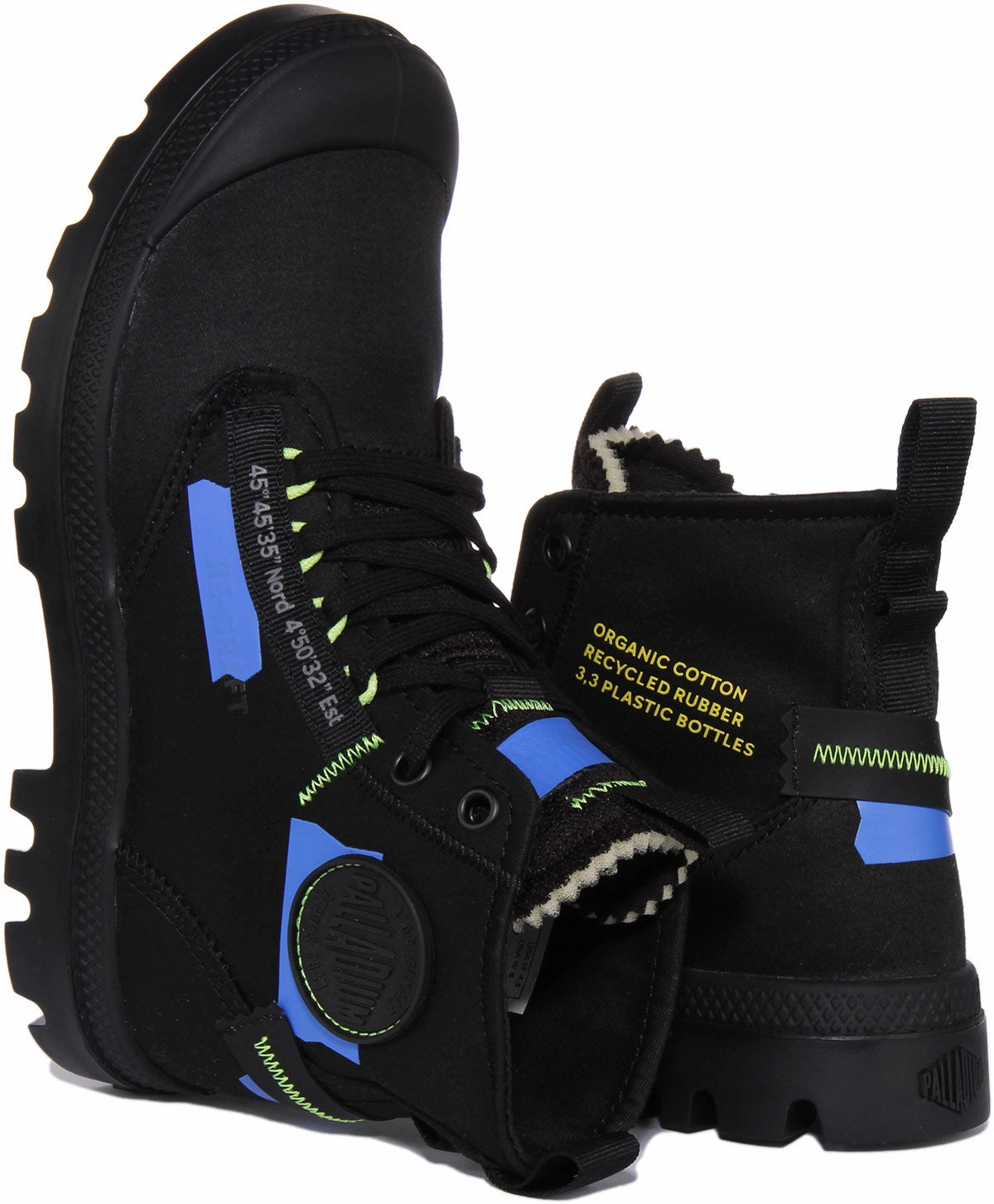 Palladium Pampa Hi In Blue Black Round Toe
