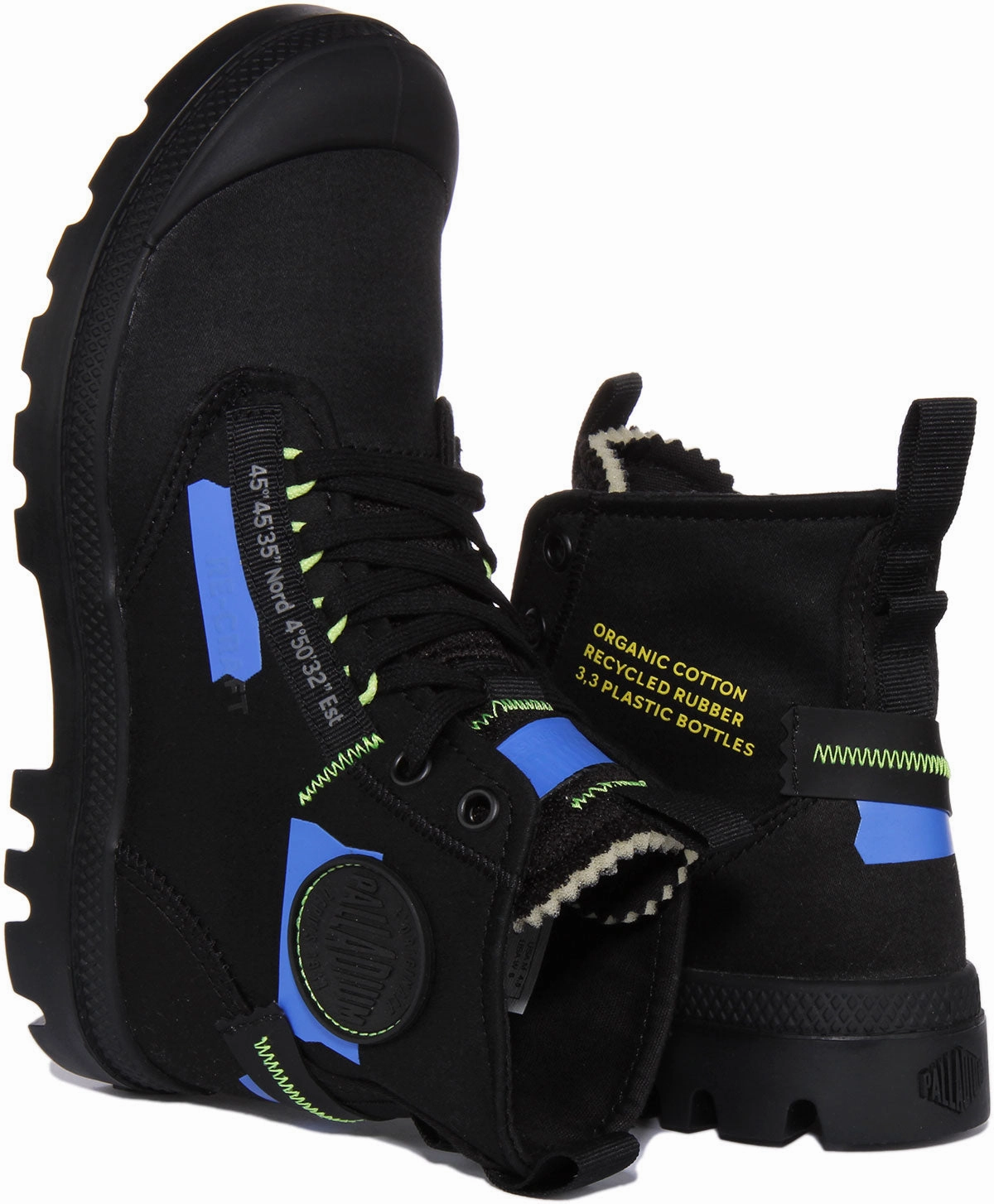 Palladium Pampa Hi In Blue Black Round Toe