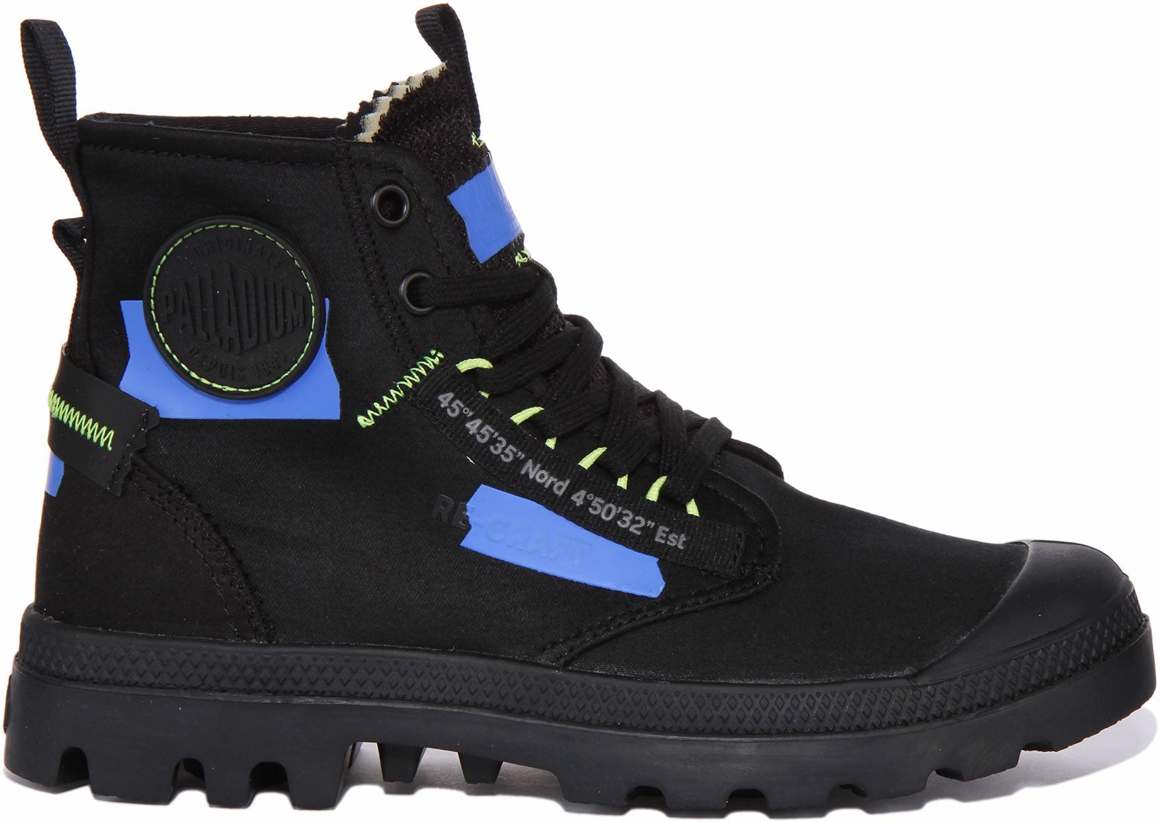 Palladium Pampa Hi In Blue Black Round Toe
