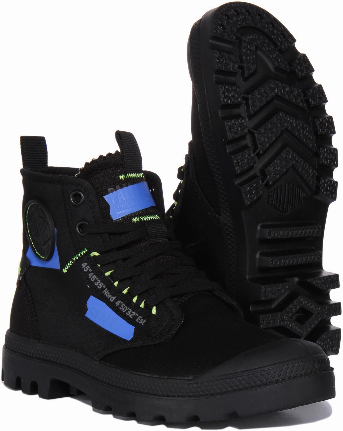 Palladium Pampa Hi In Blue Black Round Toe