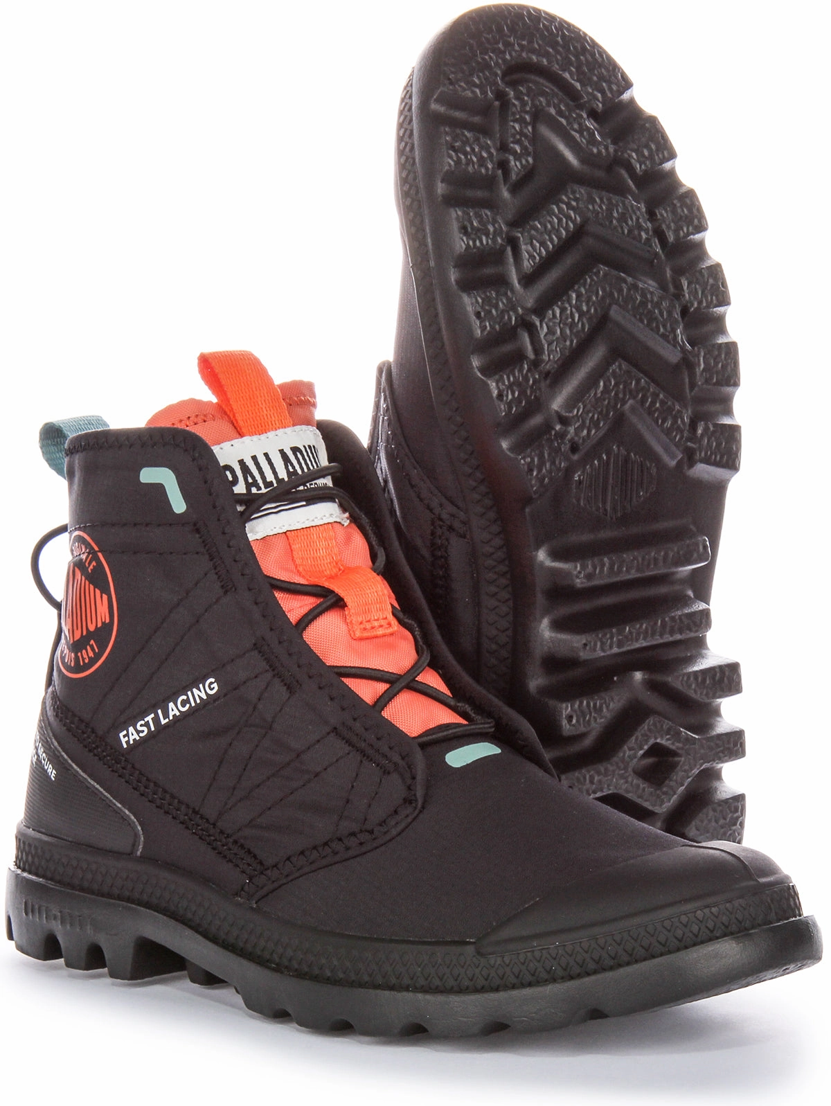 Palladium Pampa Travel In Black Orange Boots Terrain Tough