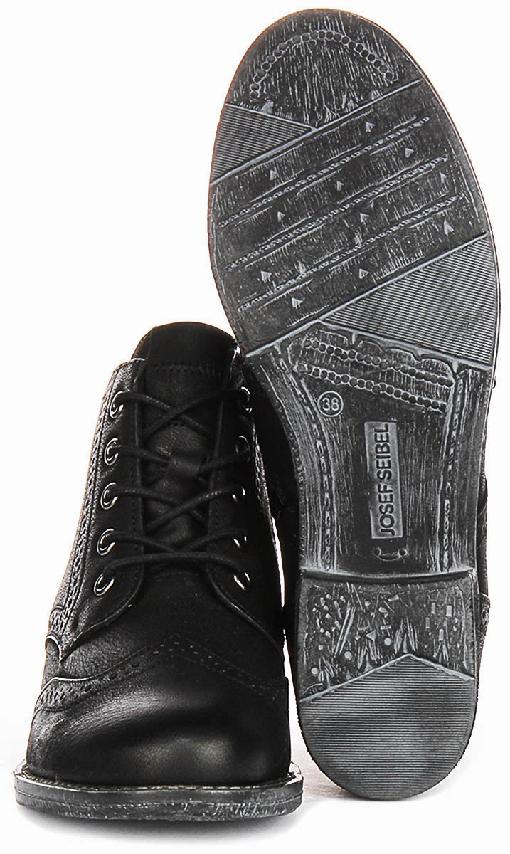 Peak Grip Josef Seibel Sienna 75 Brogue Boots In Black For Women