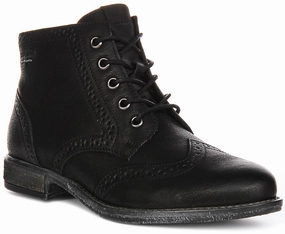 Quick Adjust Boots Durable Footwear Josef Seibel Sienna 75 Brogue Boots In Black For Women