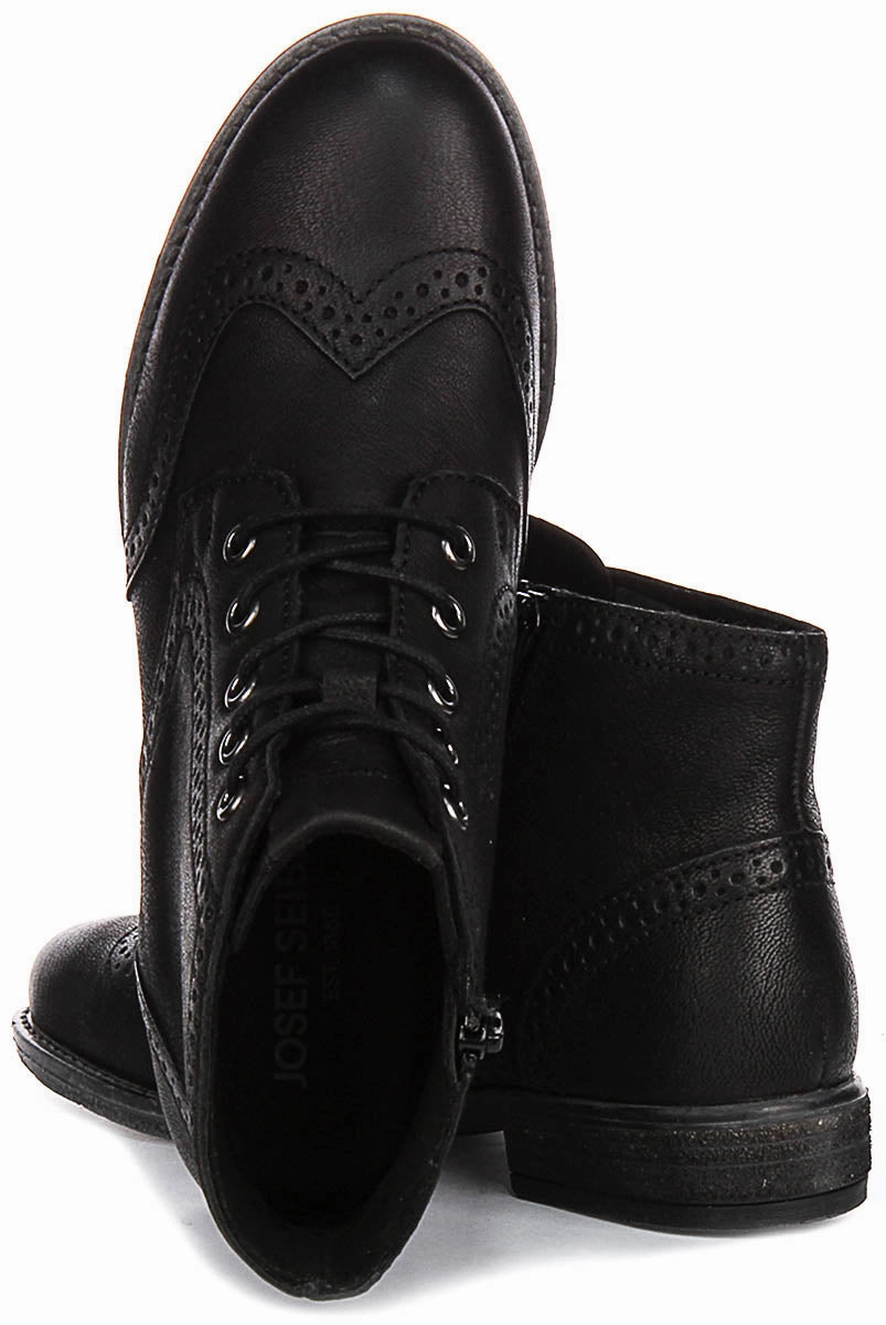 Peak Grip Josef Seibel Sienna 75 Brogue Boots In Black For Women