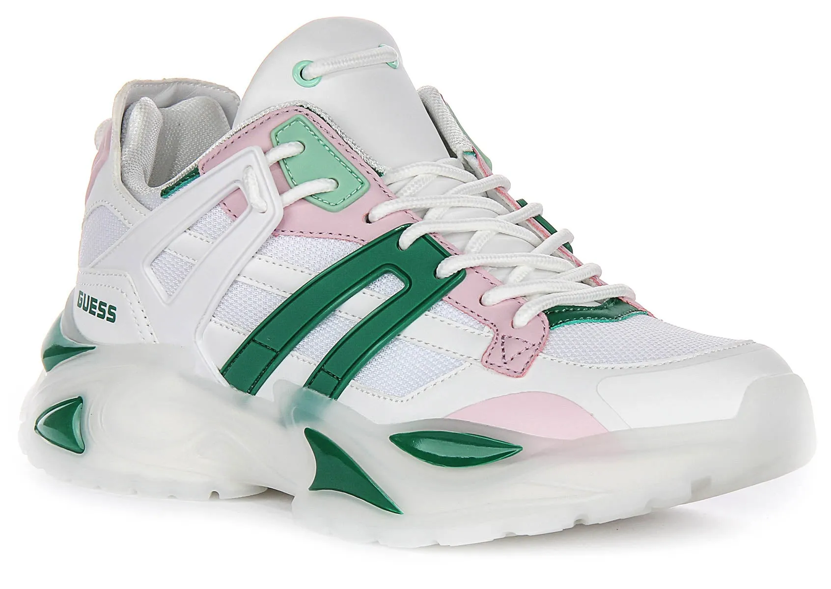 Guess Belluna Sneakers In White Green For Women Street Active