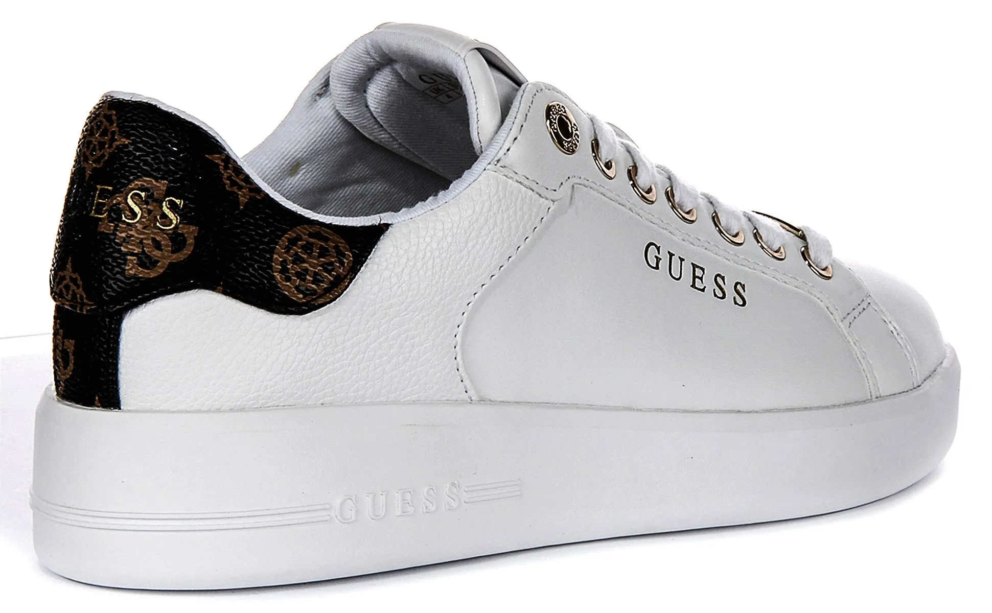 Performance Support Guess Rok12 4G Peony Sneaker In White Brown For Women