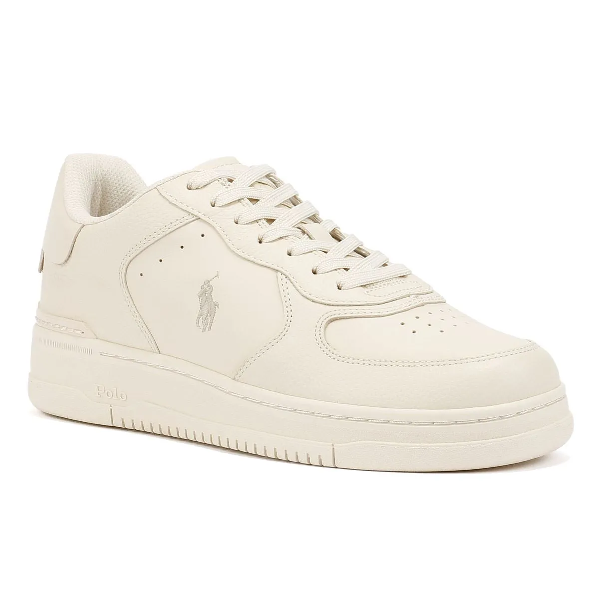 Polo Ralph Lauren Masters Court Leather Men's Ecru Trainers Fast Control