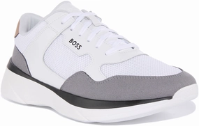 Boss Dean Runner In White Grey For Men Strong Core