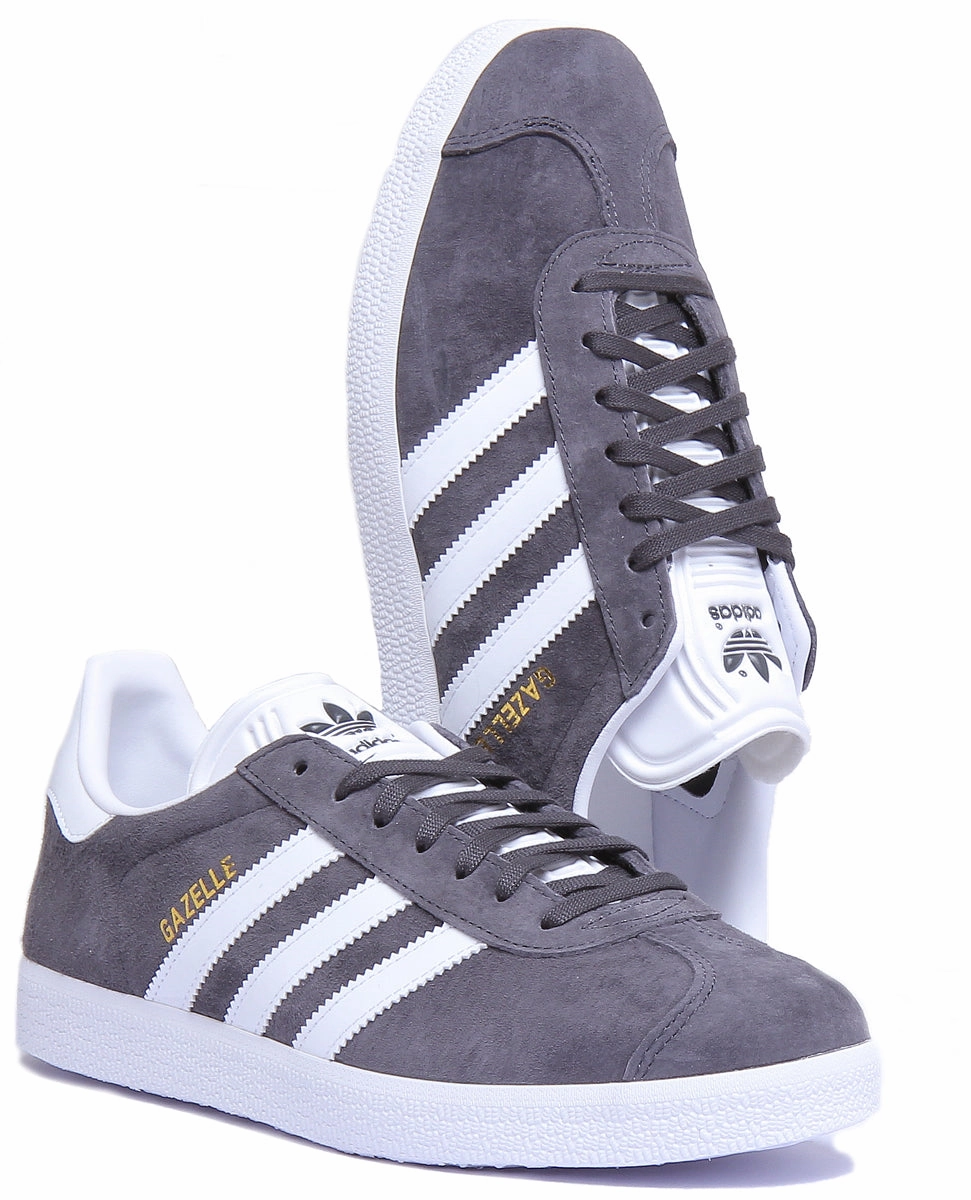 Professional - level Adidas Gazelle Suede Trainers In Grey White