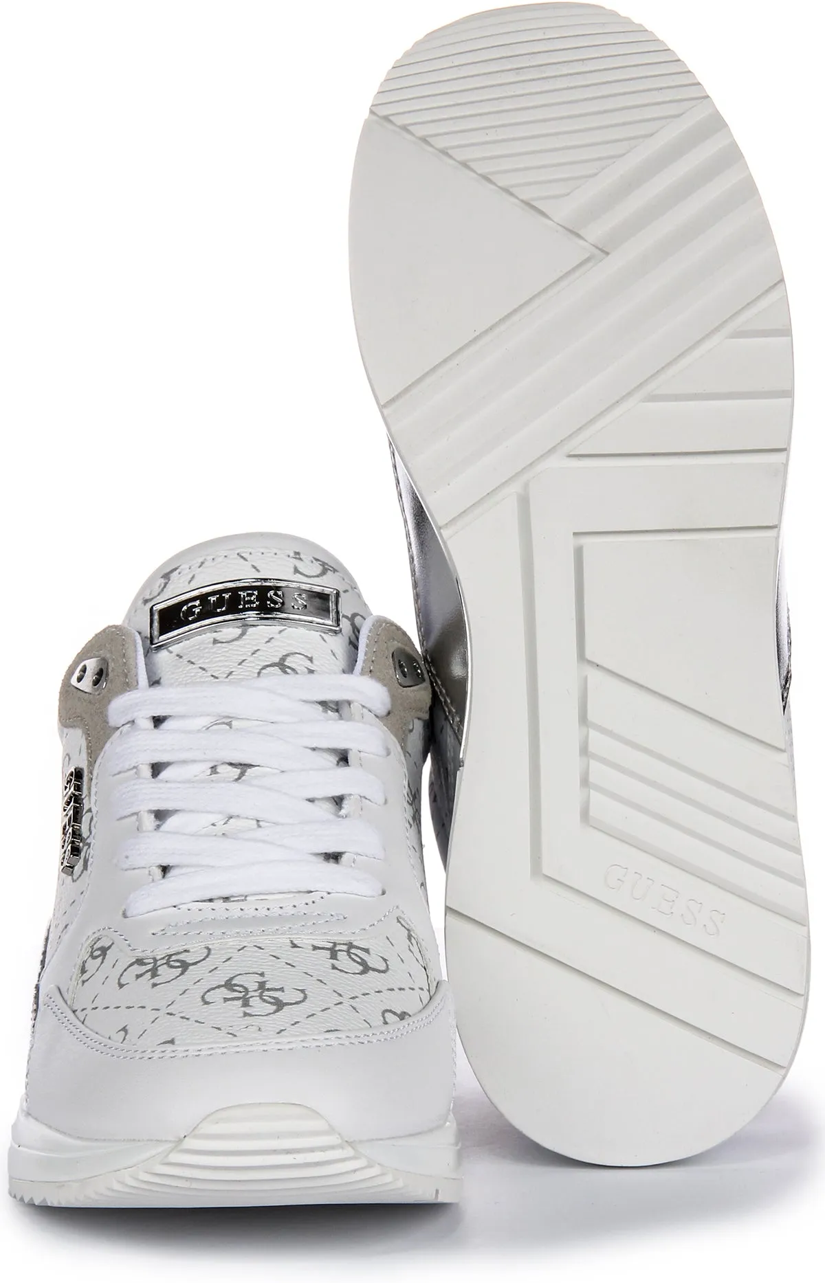 Quick Grip Guess Moxea In White Grey Peont Print For Women