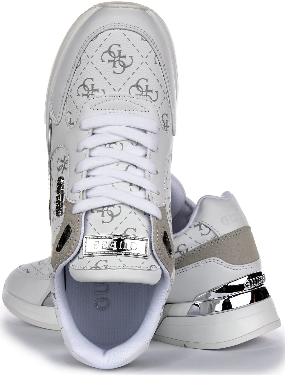 Quick Grip Guess Moxea In White Grey Peont Print For Women