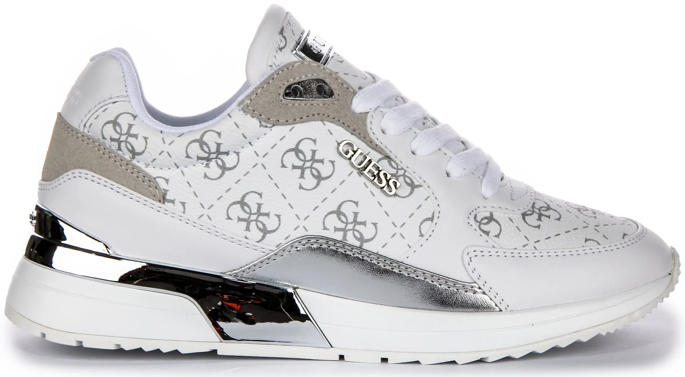 Quick Grip Guess Moxea In White Grey Peont Print For Women