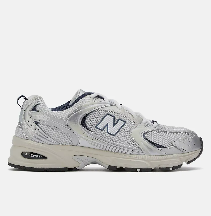 NEW BALANCE 530 MR530KA Silver Metallic Summer Fog Navy Unisex (LF) Cushioned Insole