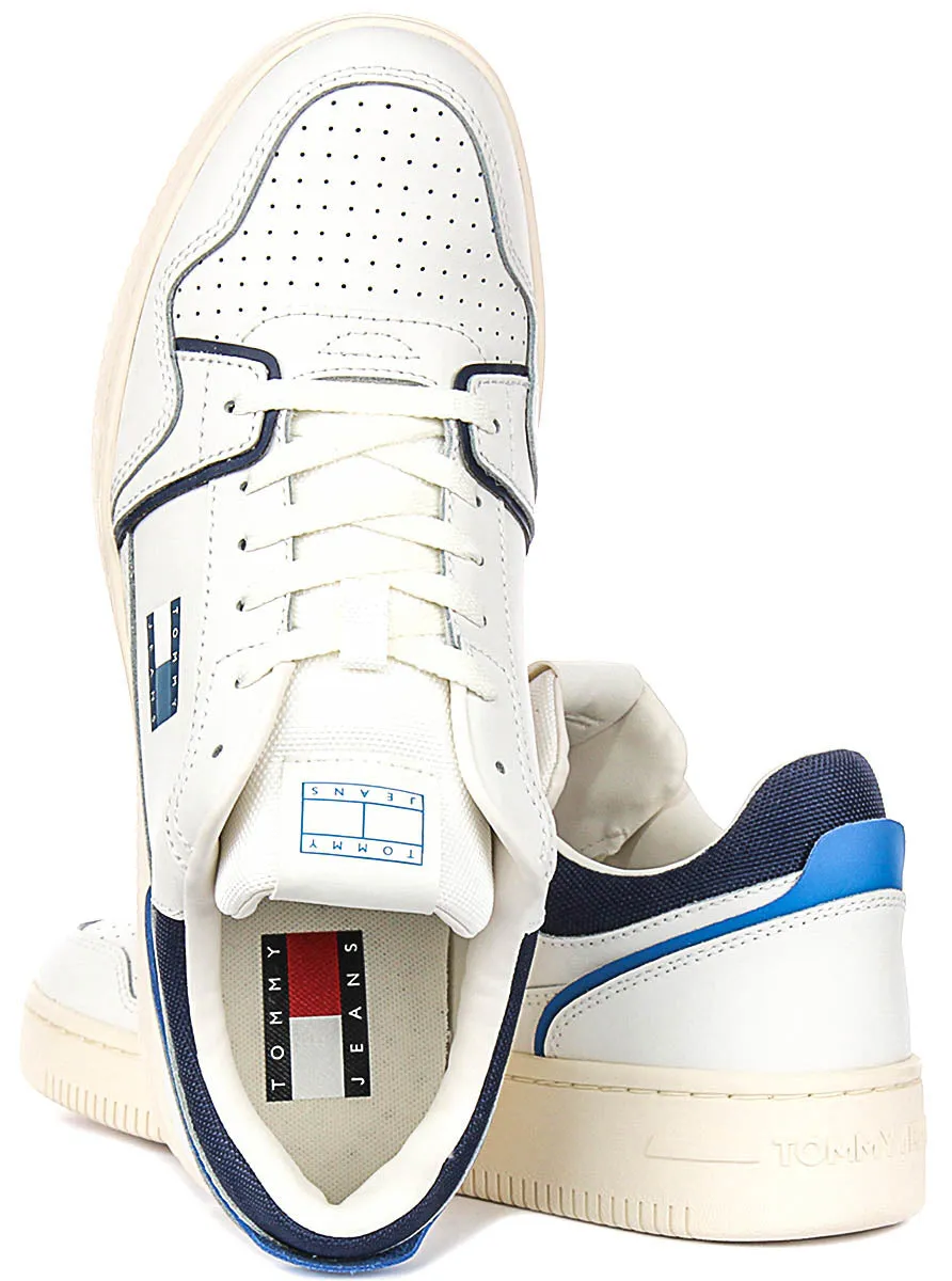 Quick Touch Tommy Retro Basket In White Navy For Men
