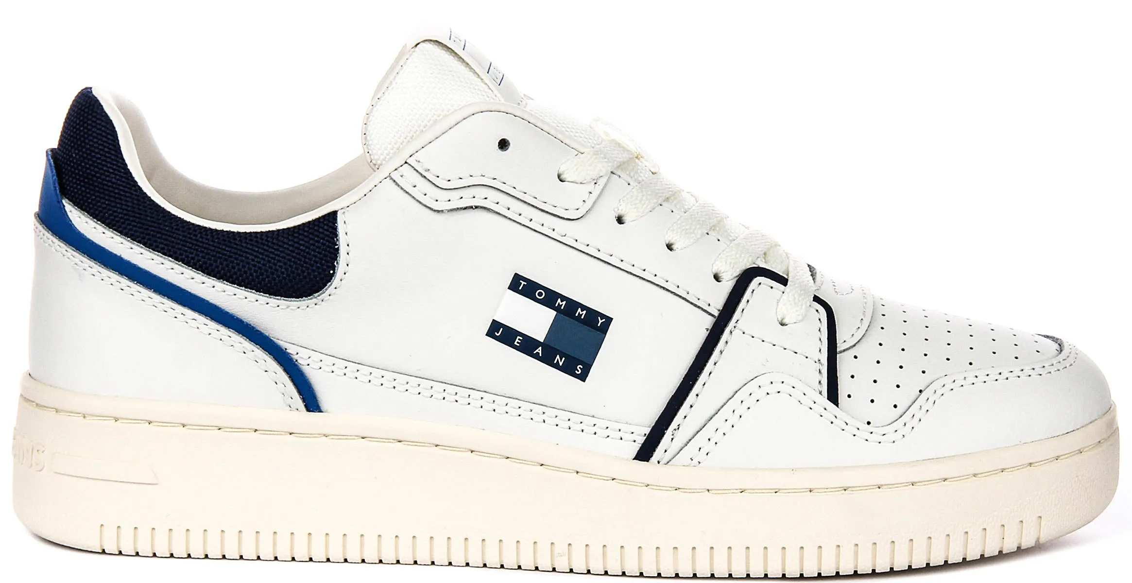 Quick Touch Tommy Retro Basket In White Navy For Men