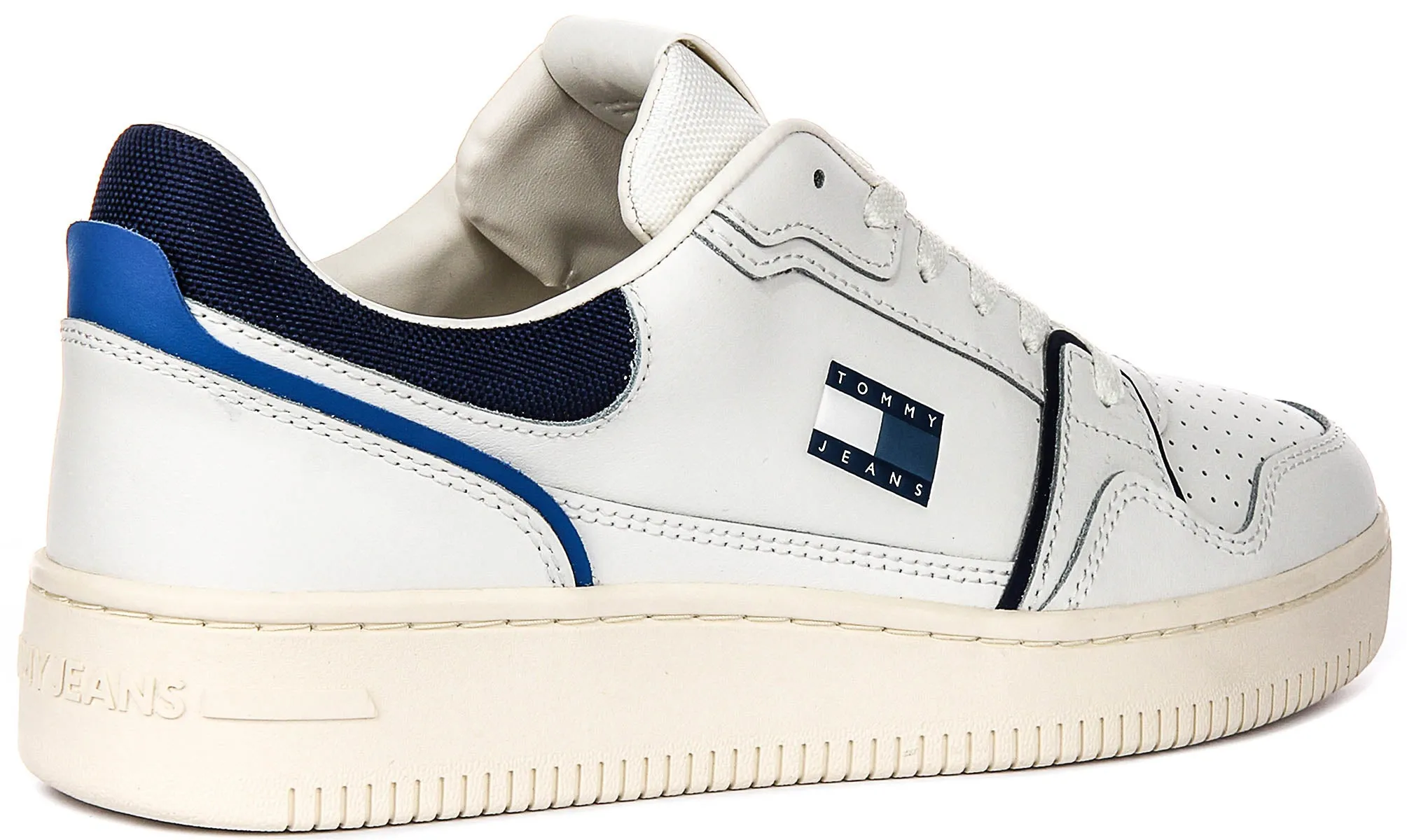 Quick Touch Tommy Retro Basket In White Navy For Men