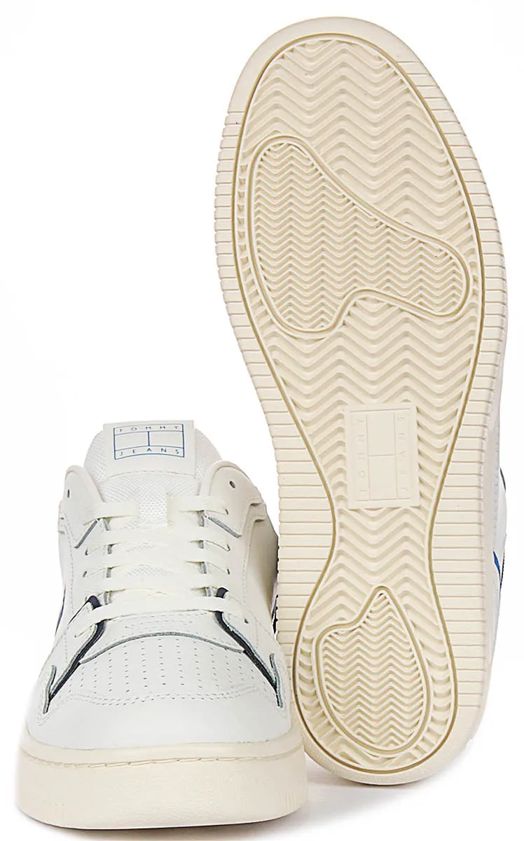 Quick Touch Tommy Retro Basket In White Navy For Men