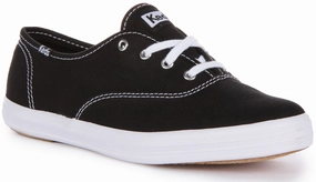 Molded heel cups improve balance and ankle stability Rebound Power Keds Champion In Black For Women
