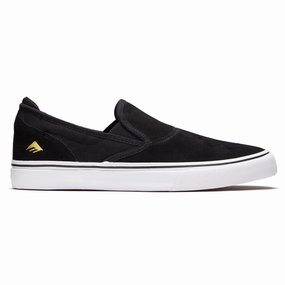 Emerica Wino G6 Slip-on Shoes - Black/White/Gold Comfy Fit Walk Slip Fit Ready