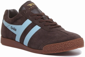 Low heel drop facilitates barefoot-like responsiveness Pace Ready Gola Classics Harrier Suede In Brown Blue