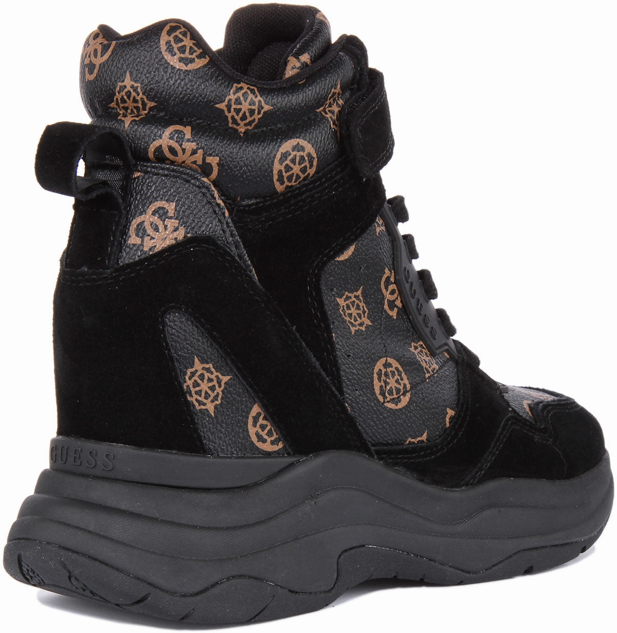 Quick Step-In Guess Orlando Wedge Sneaker In Black Brown For Women