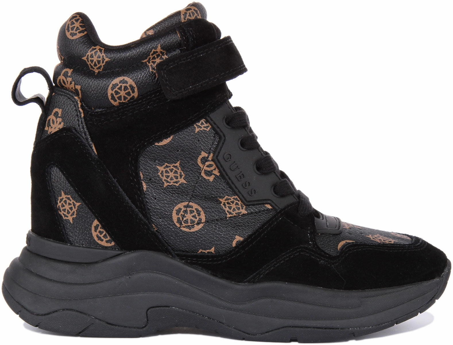 Quick Step-In Guess Orlando Wedge Sneaker In Black Brown For Women