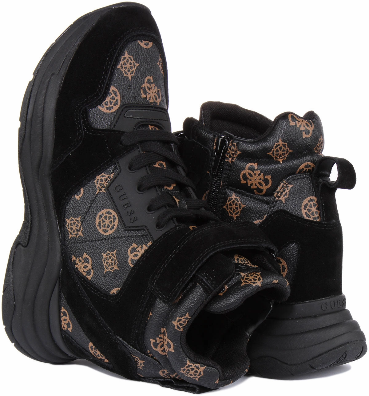 Quick Step-In Guess Orlando Wedge Sneaker In Black Brown For Women