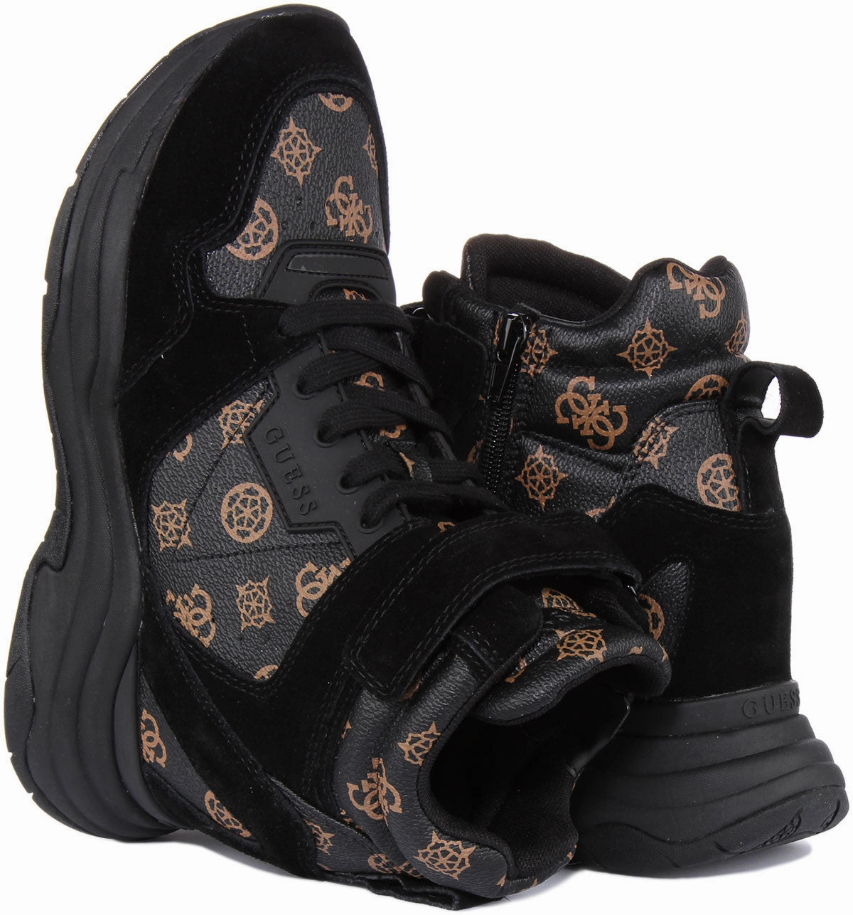 Quick Step-In Guess Orlando Wedge Sneaker In Black Brown For Women