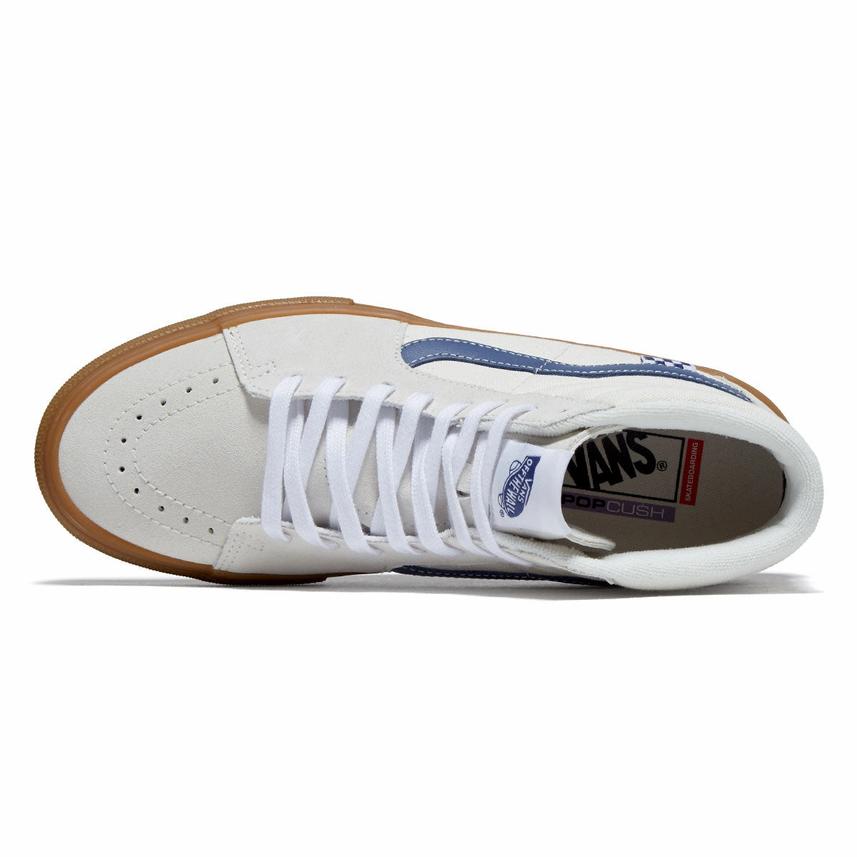 Quick Turn Vans Skate Sk8-hi Shoes - Marshmallow/Blue/Gum