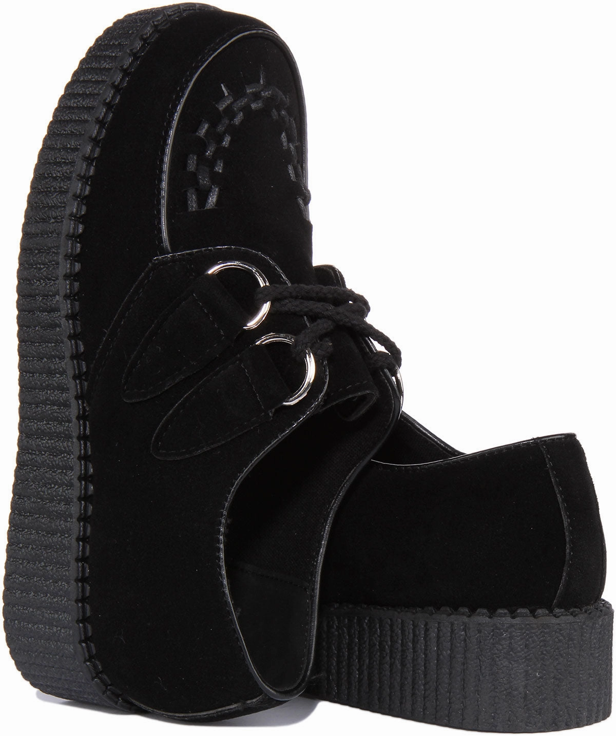 Quick Walk Womens Single Sole Lace up Classic Creeper in Black