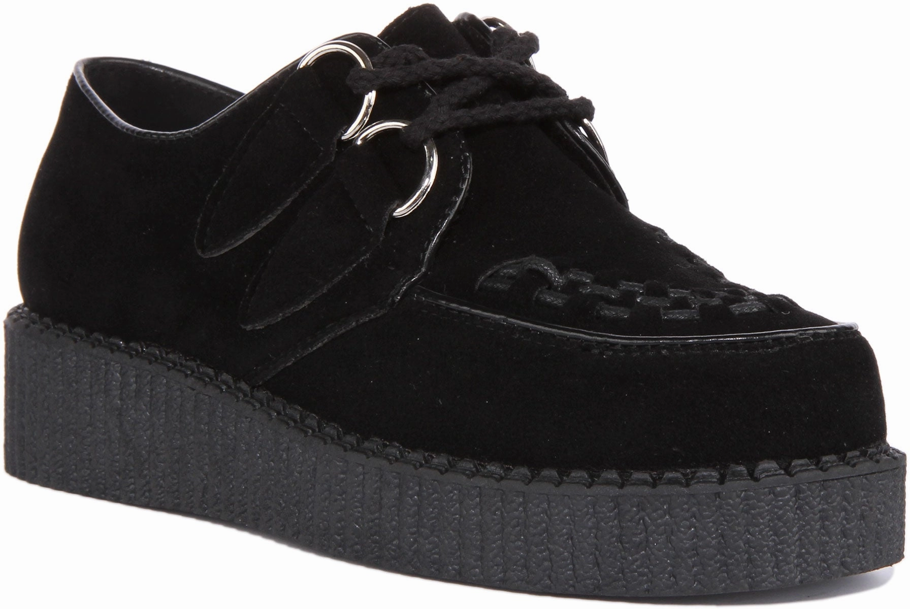 Soft Pace Modern Design Womens Single Sole Lace up Classic Creeper in Black