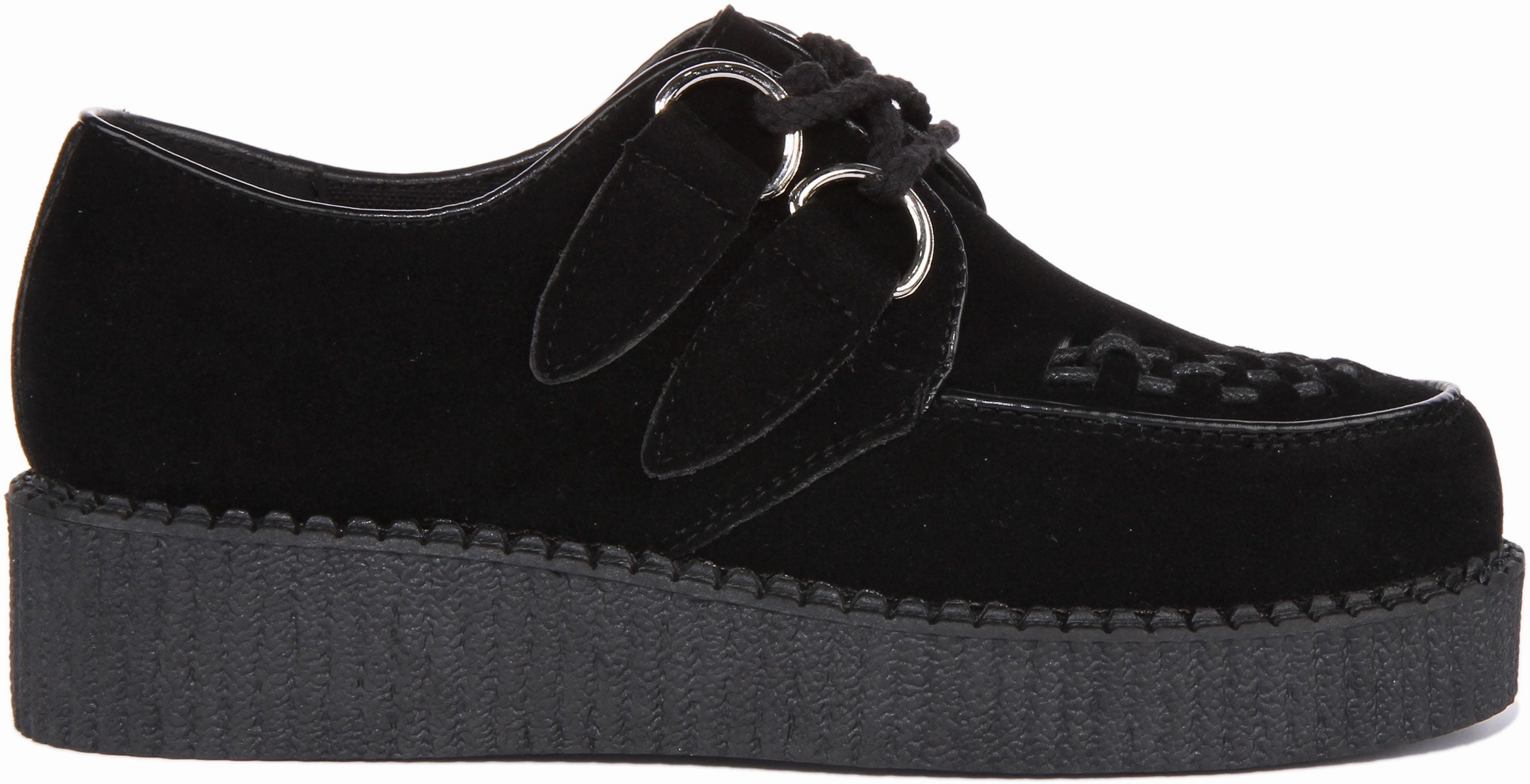 Quick Walk Womens Single Sole Lace up Classic Creeper in Black