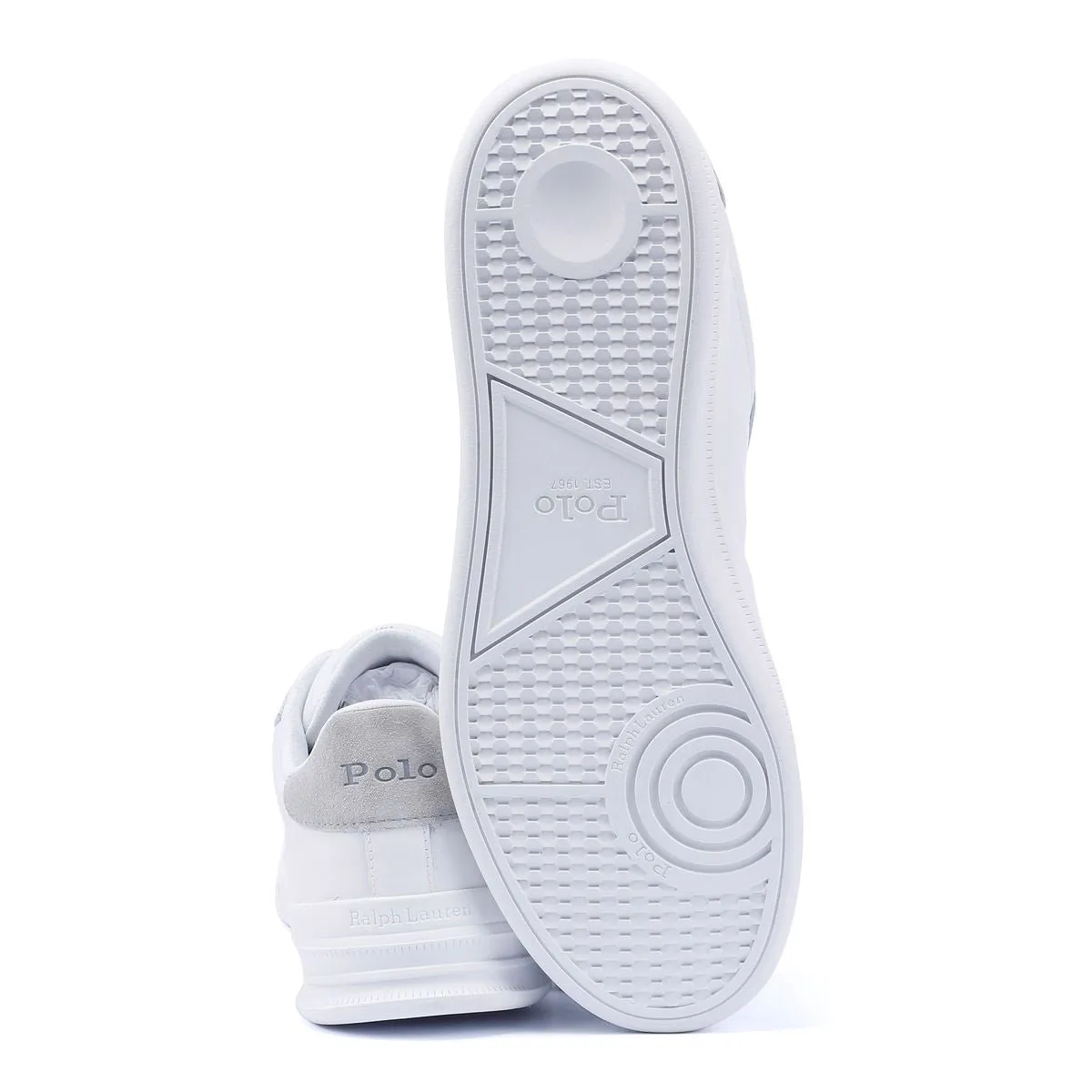 Ralph Lauren Heritage Court II Men's White/Grey Trainers Ventilated Mesh