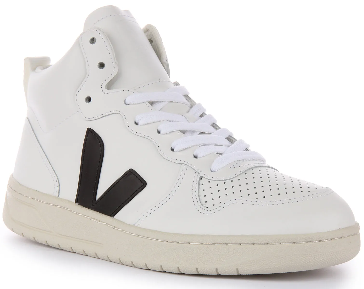 Veja V-15 Leather In White Black For Men Sole Tech Easy Fit