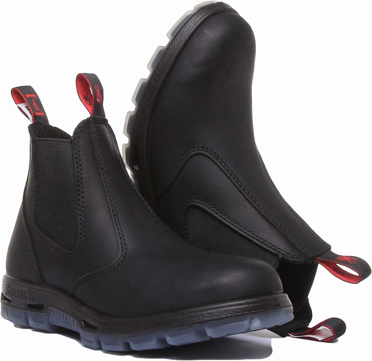 Red Back UBBK Chelsea Boots In Black Metallic Accent
