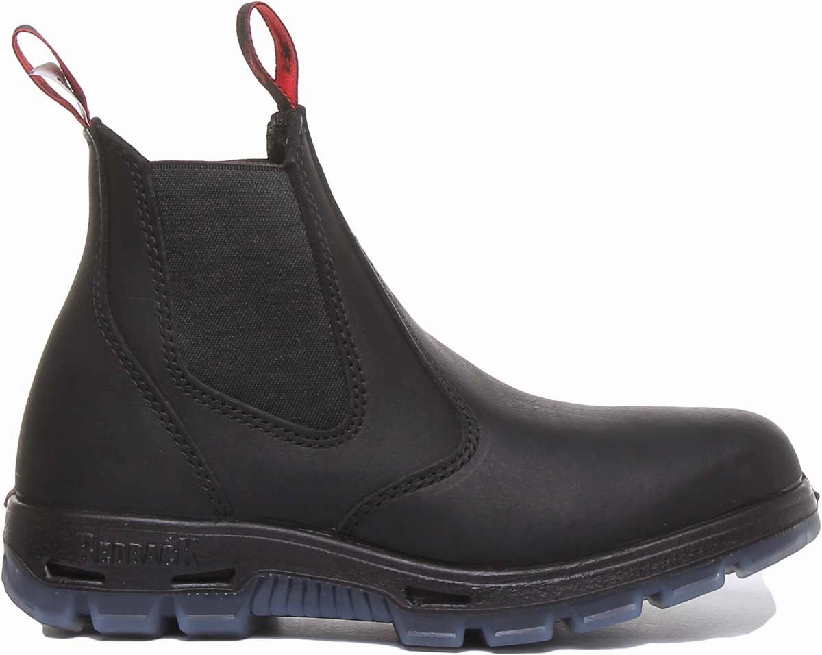 Red Back UBBK Chelsea Boots In Black Metallic Accent