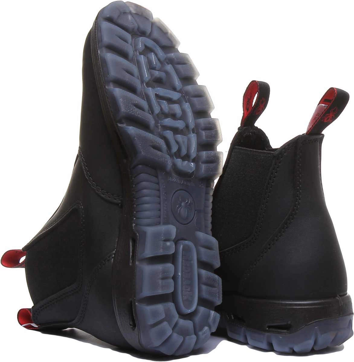 Red Back UBBK Chelsea Boots In Black Metallic Accent